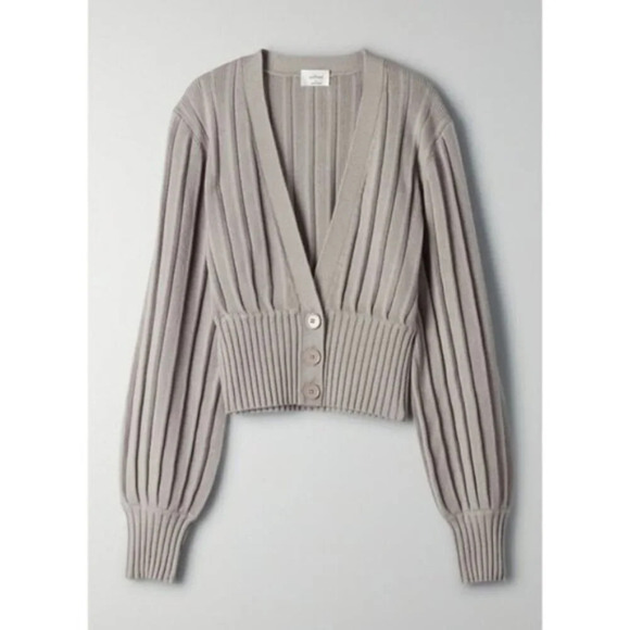 WILFRED Plunge Front Cardigan Wool Sweater XXS ARITZIA - Picture 5 of 11